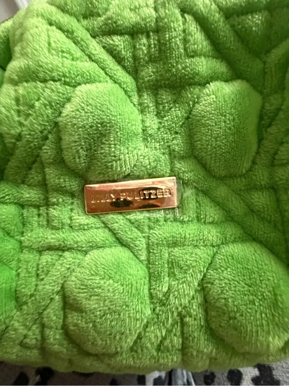 Lilly Pulitzer Gold Quilted Zipper Pouches, Cute Cosmetic Case for Women, Travel